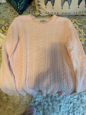 croft & barrow Pastel Pink Cable Knit Crewneck Sweater